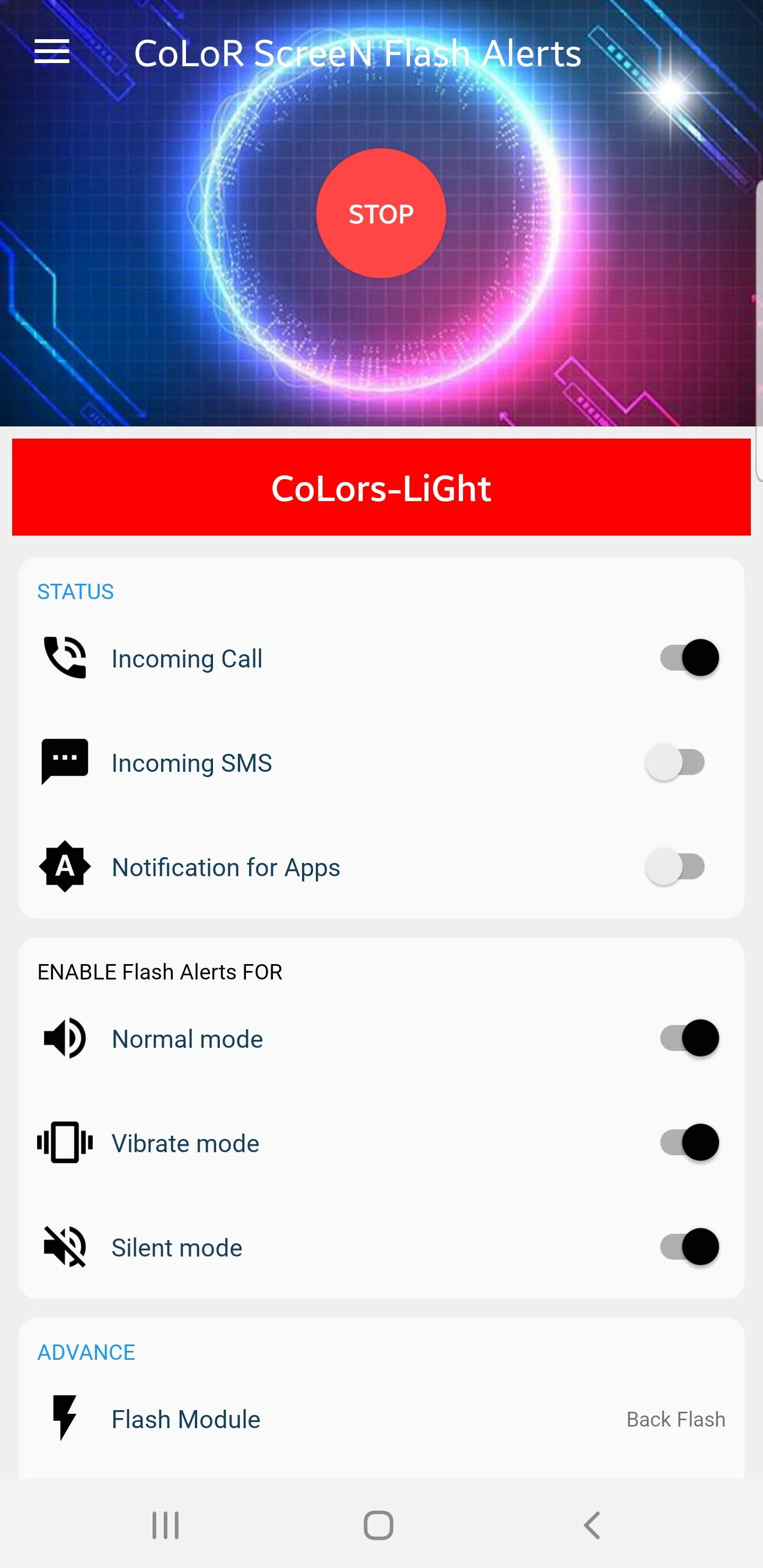 Ringtone iphone Flash alert screenshot