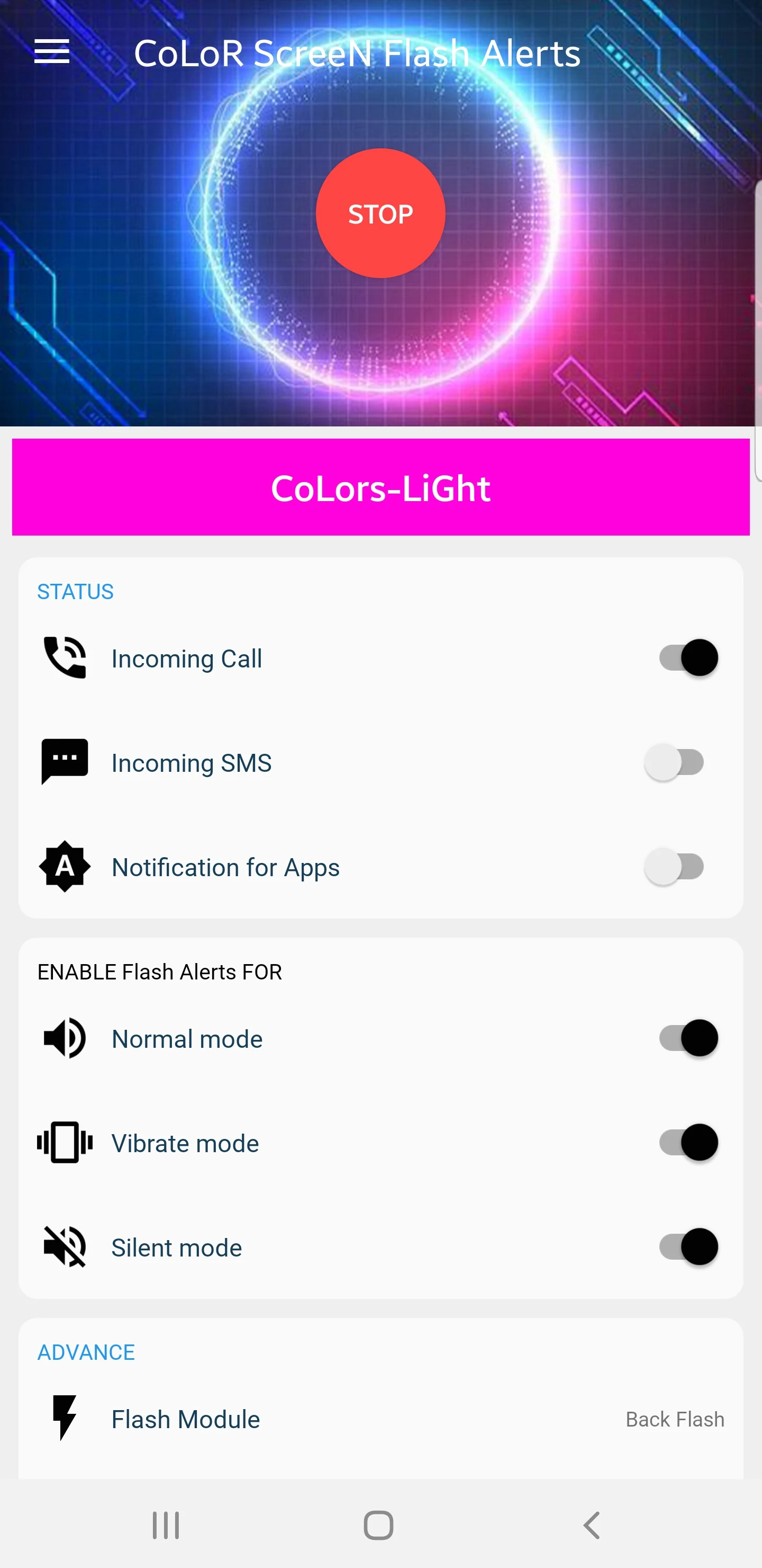 Ringtone iphone Flash alert screenshot